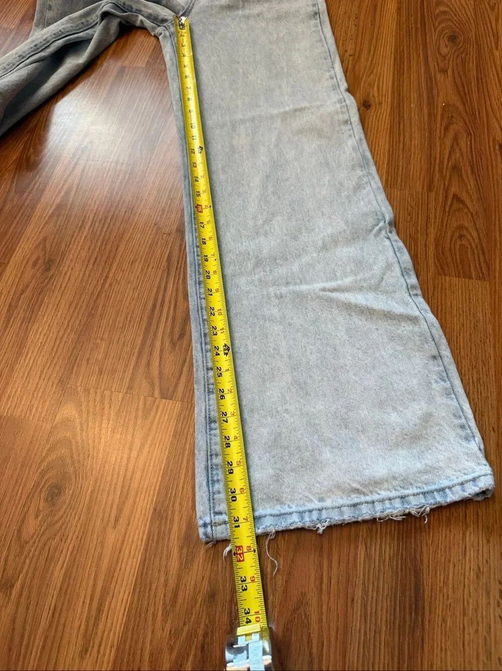 Cotton On Women's Acid Wash High Rise Long Wide Leg Jeans Light Blue Size 4 - Picture 7 of 7